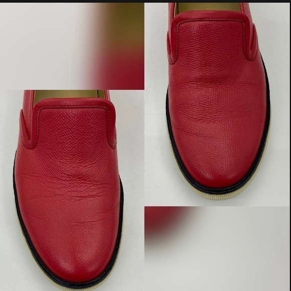 HERMES Kick Slip-On Sneakers Epsom Rouge 38.5 main image 13